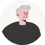 Illustriertes Porträt von Claude Hofer. Er trägt einen schwarzen Pulli und hat grause Haar.